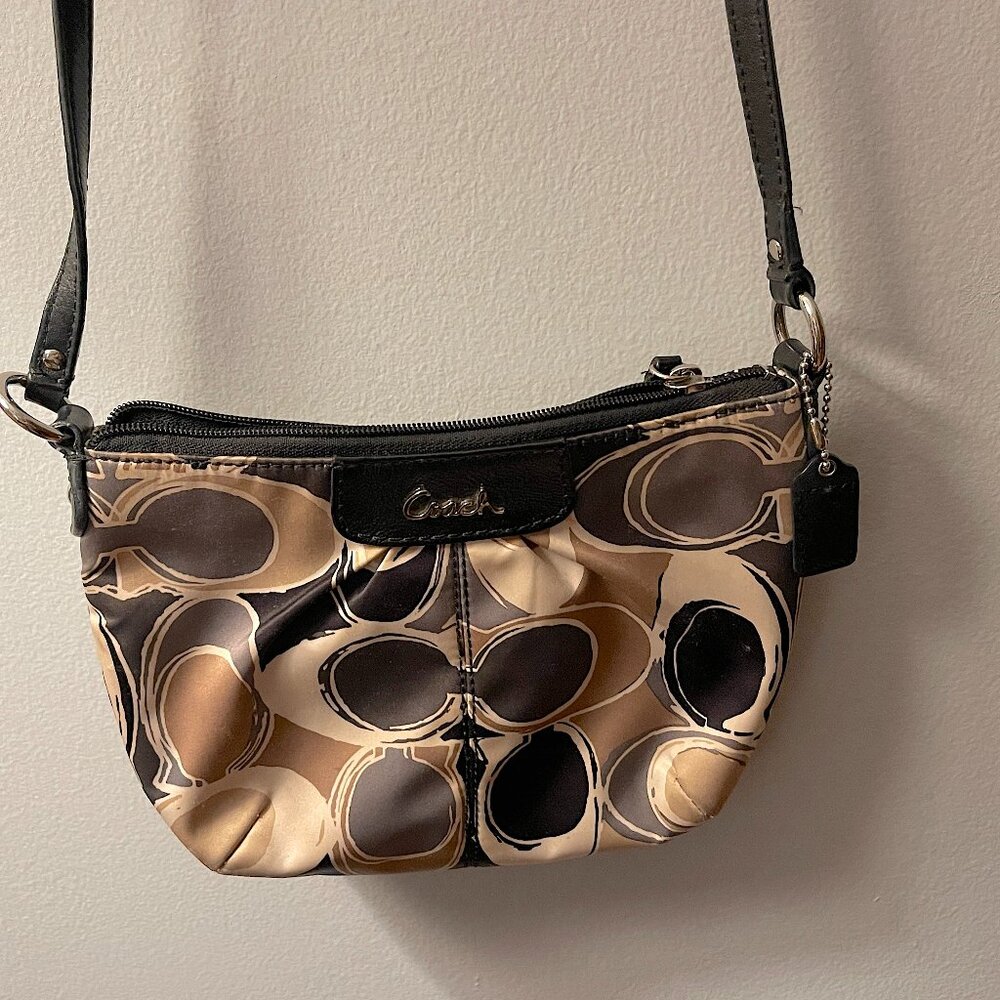 Coach Small Crossbody Bag in Grey, Cream, Black with Leather Trim - Picture 3 of 8